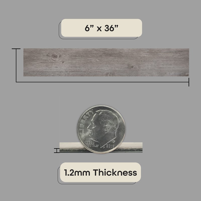 Achim Vinyl Peel and Stick Floor Tile, Self-Adhesive Wood Plank, 10-Pack (15 Square Feet) - 6 Inch Width, 36 Inch Length, 1.2mm - Light Grey Oak - Easy DIY Nexus Planks for Any Room by Achim Home Decor - Image 1